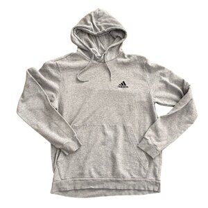Adidas Essentials Fleece Mens Pullover Hoodie-Gray-Size Large-GUC